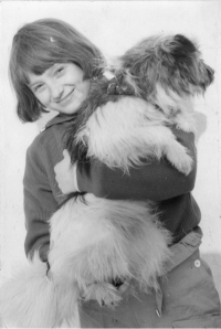 Eva with her dog in Prague, cca 1962