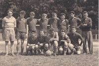 Jaroslav (fourth from the left, standing), Kostelec nad Labem, cca 1952