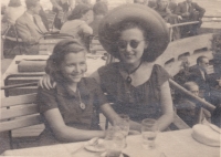Jaroslav's wife Gita (left) and her sister Peggy, Prague, 1947