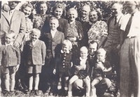 Family gathering of mother Marie born Junková, cca 1946