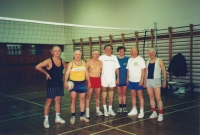 Jaroslav in a volleyball team, with which he's been meeting for 30 years, Montreal, cca 2004