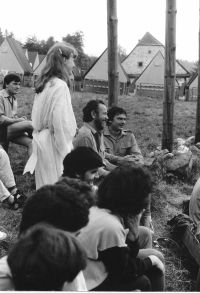 Camp „Radost“, from top left: Karel Kratochvíl, Pavla Předotová, Pavel Šisler, Josef Suchár, about 1984