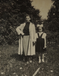 Witness with her cousin Ludmila Jarošová, Březnice, 1959