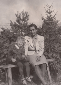 With his mother, about 1941