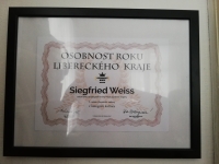 Diplom pana Weisse „Osobnost roku Libereckého kraje“