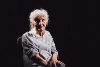 Contemporary photograph of Naďa Földváriová, from a live filming in the rest home “David Ohel”, May 2021, in Bratislava. (number four)

