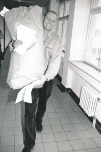During moving in the office in Ministry of the Interior in 1996