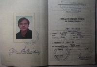 Výkaz o studiu Jana Hrabiny na vysoké škole 