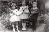 With sisters Evička and Maruška (from the left), First Holy Communion, Brno 1965 