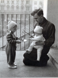 Easter with his father and sister Maruška, Brno 1959