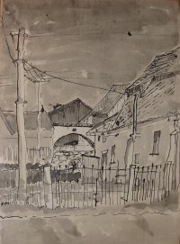 Lestkov, vesnický motiv (pravd. pol. 60. let)