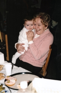 With her youngest grandson, Prague, November 2002