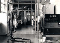 Preparing Anesthesiology and Reanimation Department at the Military Central Hospital in Střešovice, 1973, the field servo fan on the right, in the development of which JP participated, the patient jack on the left
