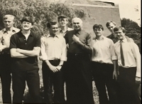 graduates of the Slovenian Institute of St. Cyril and Methodius in Rome, Michal Kaňa (right) and Gorazd Zvonický (in the middle)