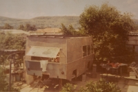 A van in the making in the Pechouš family's garden in Pretoria, the 1970s