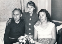 With her parents in Liberec, 1950s 
