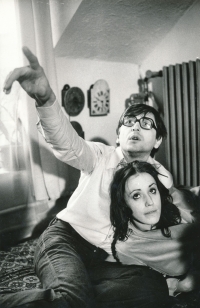 With Jiří Menzel in 'The Apple Game', 1976
