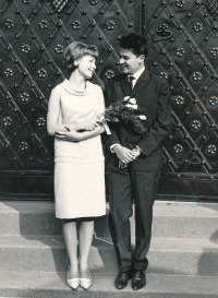 Wedding photo of Hynek Bočan and Jana Pospíšilová, 1960s