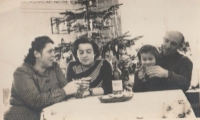 Vánoce na Vrchové, zleva maminka, Margit, sestra Marta, tatínek, 1952