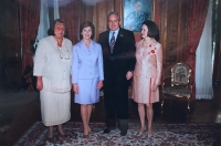 Eliška Wagnerová (on the left) with Laura Bush and with an american ambassador in the Czech Republic and his wife

