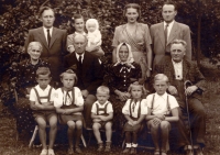 The complete family of Jan Opletal, including his grandparents - standing from the left is his fathe Adolf, mother Hermína, in her arms is Jan Opletal, 1947 