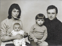 Anna Grušová with her husband Jiří Gruša and children Milena and Martin