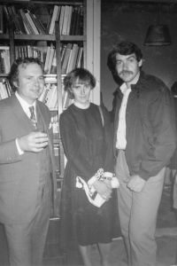 Litomiská Barbara with her husband (on the left) at Václav Havel's birthday party on October 4, 1986 
