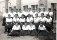 Mother Božena sitting second from the left in a new costume, All Sokol meeting 1932
