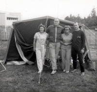 A first visit of Jarča after emigration to the USA, Slovakia, 1975
From the left, sister Jarmila and Jiří Vogel (second husband, professor of chemistry at Boston College), sister Zlaťa Kozáková (nee Mikulášová) and Jiří Mikuláš