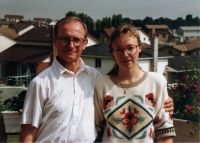 With the eldest daughter Zuzana from her first marriage, Canada 1991
