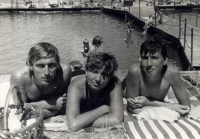 With his wife and son on holiday in Plumlov, mid-1980s	