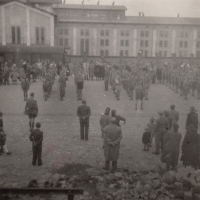 Odjezd na tábor z Přelouče do Českého Krumlova, 1948