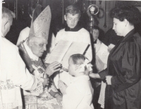 Ludmila Hronová, First Confirmation, in the black clothes of her godfather 