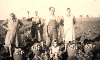 Marie Dobešová in the front, the early 1940s