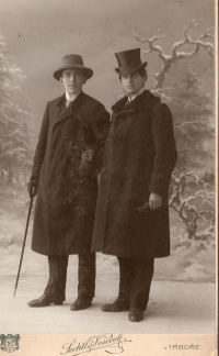 On the right grandfather Bedřich Keller and his brother-in-law Zdeněk Polke, cca. 1916.jpg
