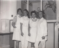 Rehabilitation nurses, Brigitta on the left, Liberec 1968