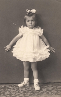 Erika during the wartime (her laces were white powdered, as only black were available)