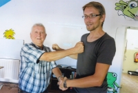 Oslava pamětníkových 80. narozenin, s Petrem Klenem, 2015