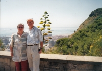 Jiří with Maria, called Biba, in the Canary Islands, 1999
