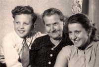 From right: sister Ilonka, grandmother and Jiří Moskal, 1959-1960
