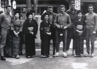Boris Perušič (fourth from the right) during the tour of Japan after the Olympics in 1964
