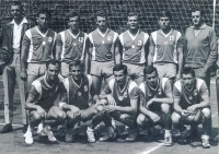 Boris Perušič (the fourth from the top left) wearing a jersey of the RH Praha team in the first half of the 1960s