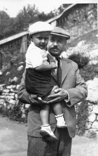 With his father, 1942