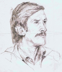 Zdzisław Bykowski na portrétu, který nakreslil spoluvězeň v táboře Kamienna Góra v době jeho internace v roce 1982