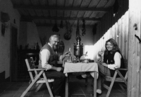 With Josef at their cottage in Bavarian Forest, 1985 
