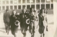 Libuše Šubrtová (far right). The 9th Sokol mass gymnastic festival, Praha, June 1948