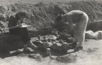 During archaeological research, Vít Vokolek on the left, undated