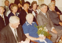 Zlatá svatba sestry Ladislava Řezníčka staršího Milky Svobodové, zhruba 1970-72