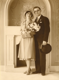 A wedding photo of his sister Jarmila Roskovcová 
