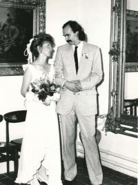 Josef Achrer, svatba s druhou ženou Lucií, 1988, Praha